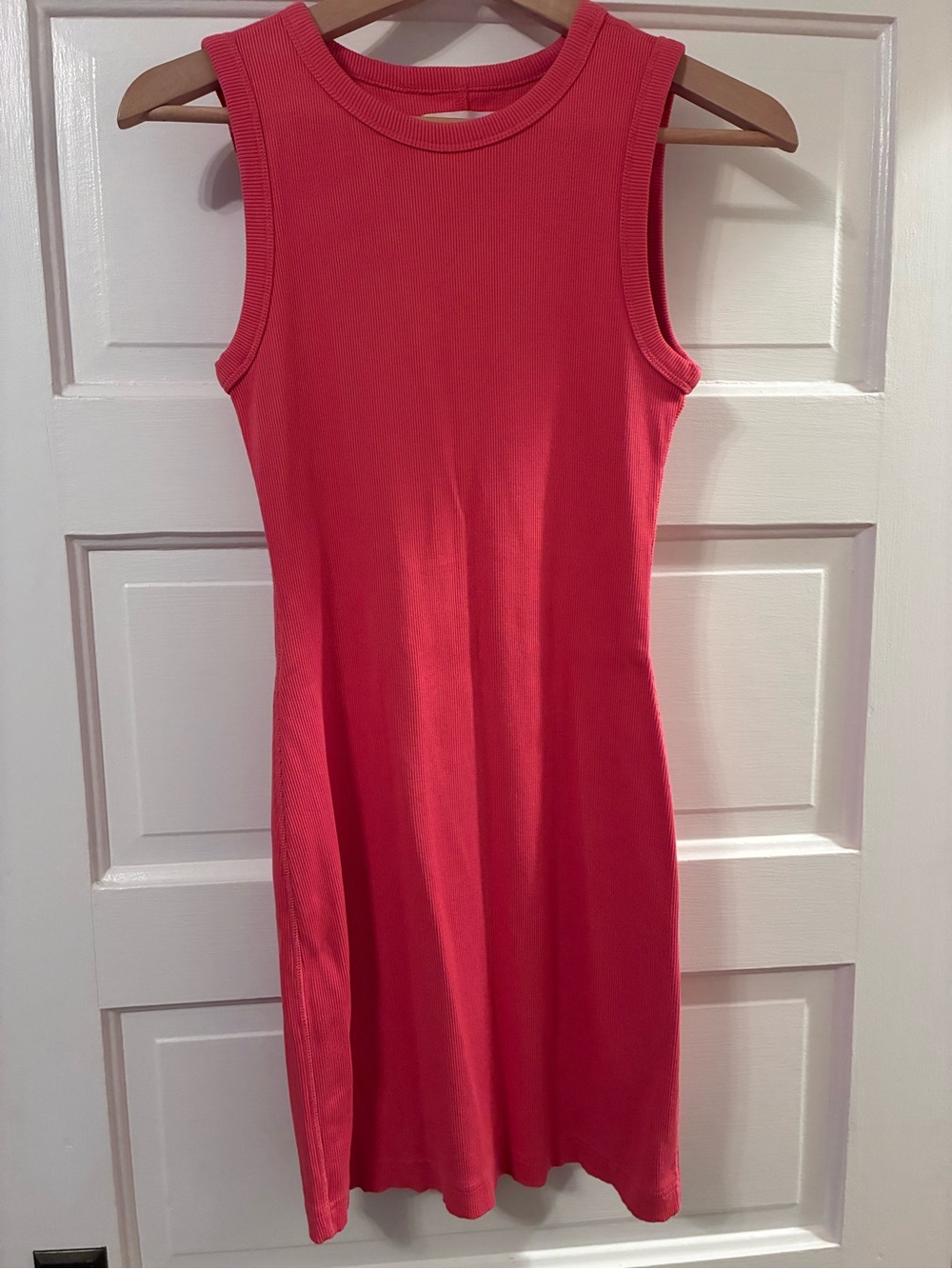 Everlane THE RIBBED MINI DRESS Bright Pink Size XS